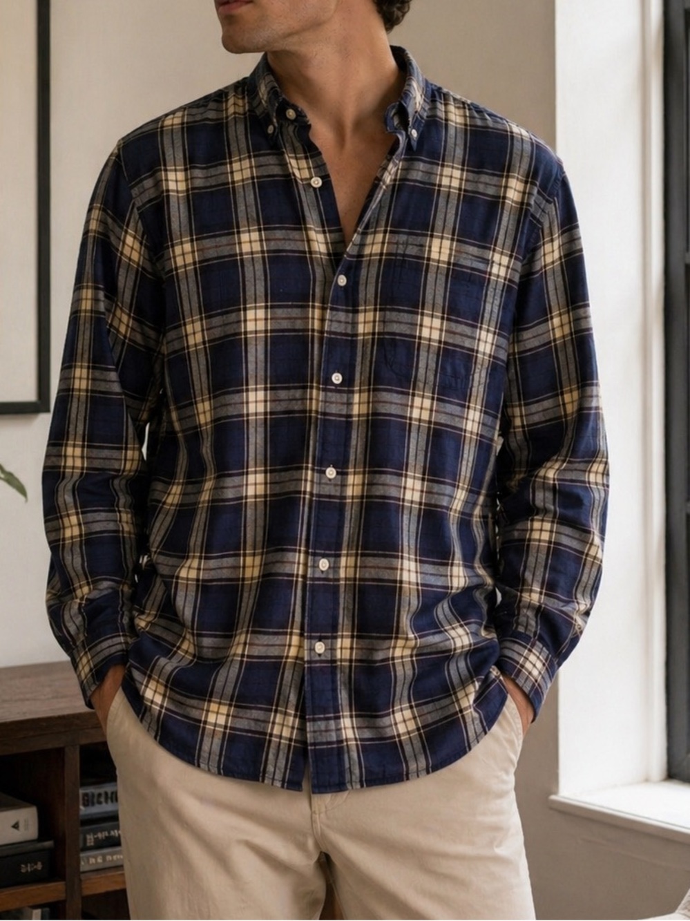 Brooks Brothers Men’s Plaid Button-Down Shirt – Size Medium